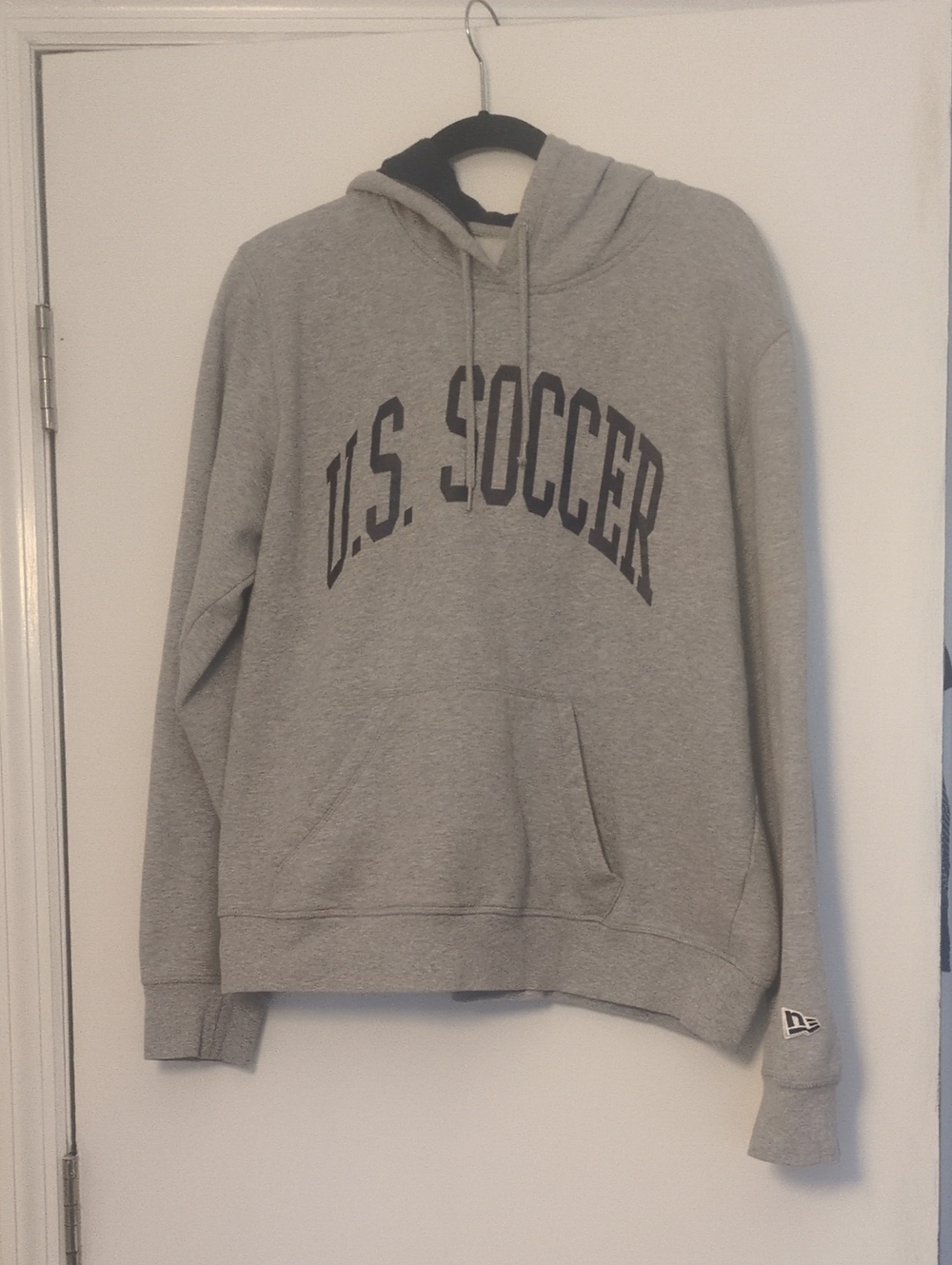 New Era Heather Gray U.S. Soccer Spellout Pullover Hoodie - Crest Patch - Large